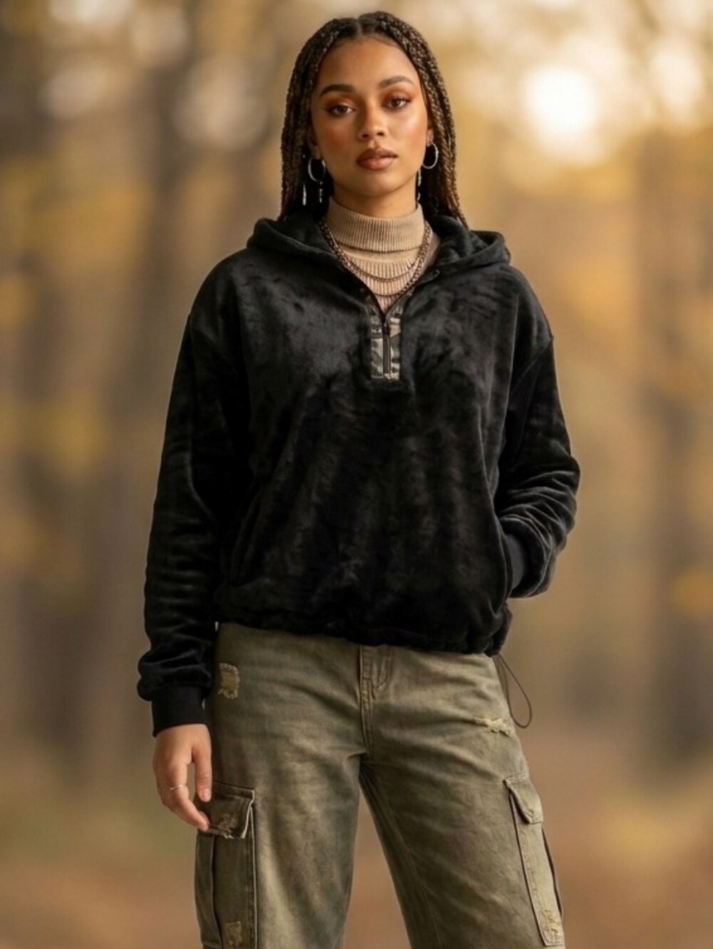 Anthropologie Sunday In Brooklyn Women's S Kelyn Cozy Black Hooded Pullover